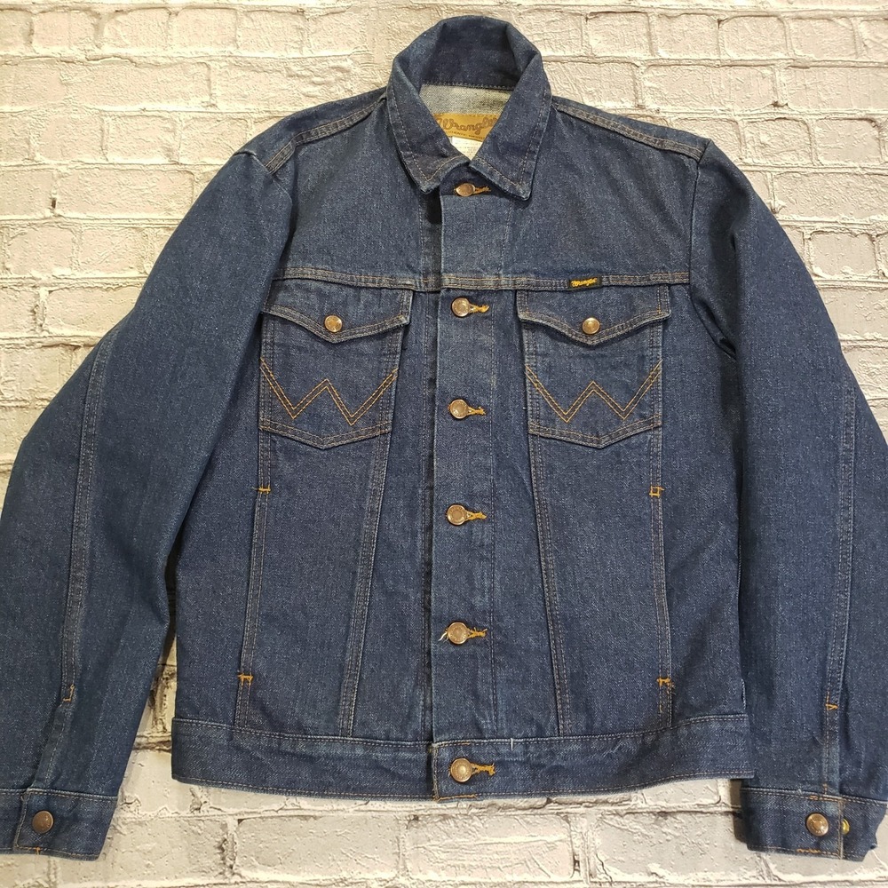 Wrangler Authentic Western Denim Jacket Mens Size Small Button